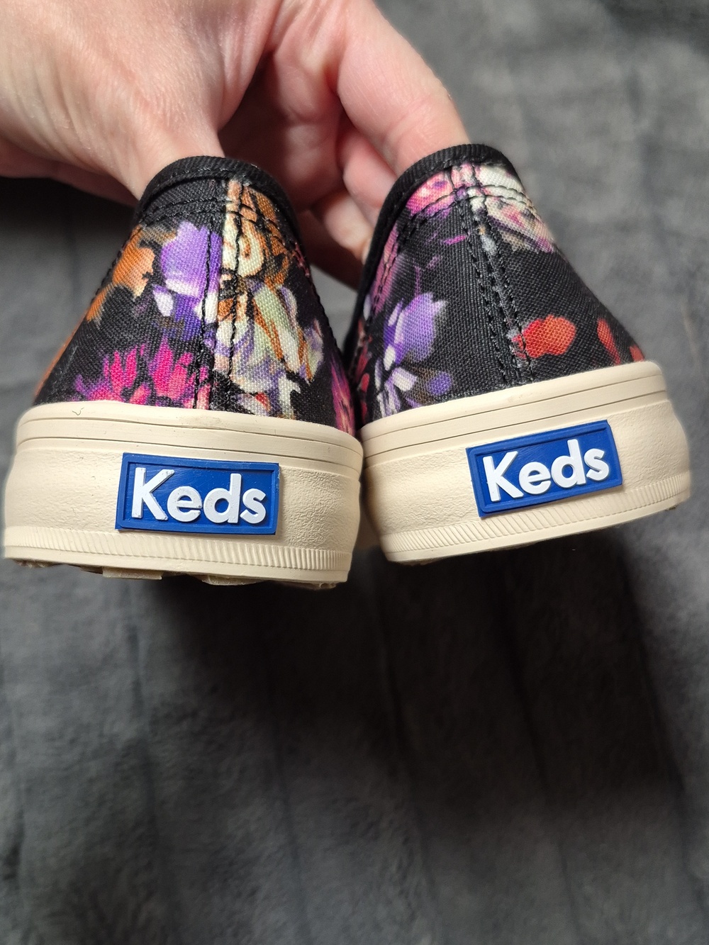 Keds Double Decker Blooms Slip-On Shoes In Black, Size 8, New In Box - Picture 7 of 14